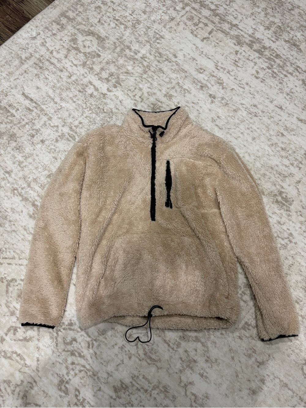 VS Pink Sherpa 1/4 Zip Pullover Beige in size medium